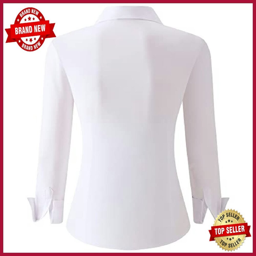 Long Sleeve Button Down Blouse Stretch Work Shirt… - image 3